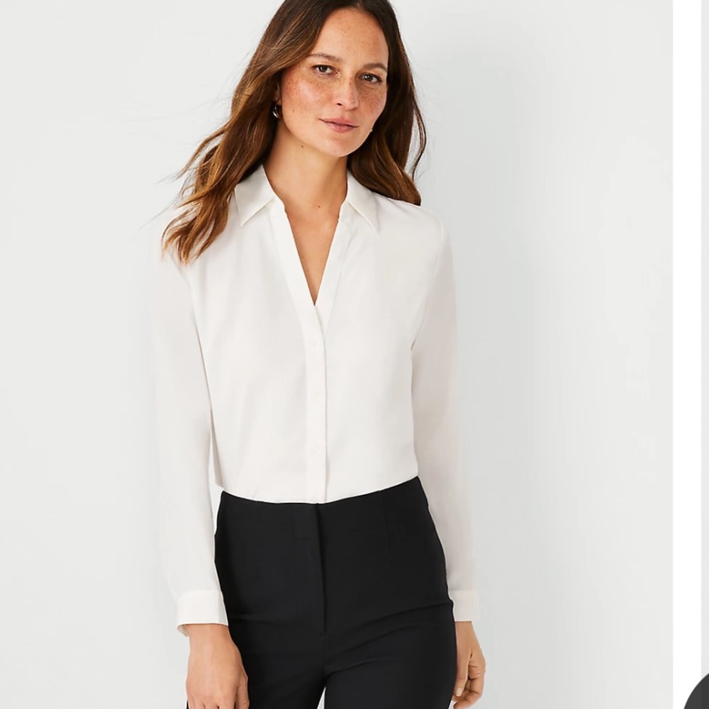 Ann Taylor- Essential Shirt in white. Size small petite.